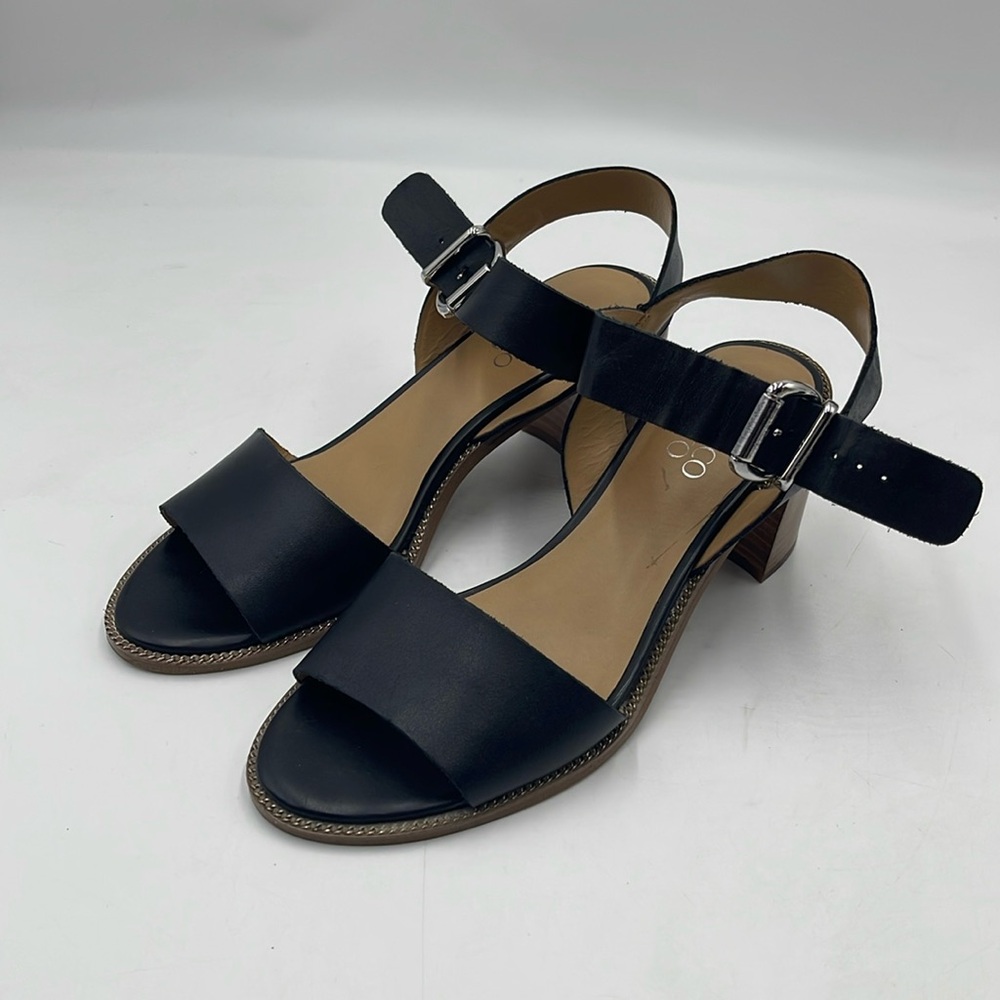 Franco Sarto Harlie Black Leather Strap Slingback Sandal